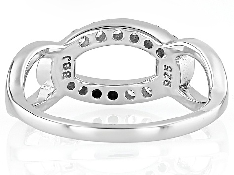 White Lab-Grown Diamond H SI1 Rhodium Over Sterling Silver Crossover Ring 0.25ctw