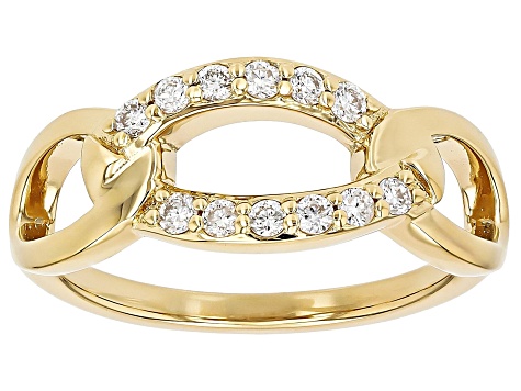 White Lab-Grown Diamond H SI1 14K Yellow Gold Over Sterling Silver Crossover Ring 0.25ctw