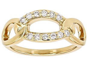White Lab-Grown Diamond H SI1 14K Yellow Gold Over Sterling Silver Crossover Ring 0.25ctw