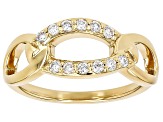 White Lab-Grown Diamond H SI1 14K Yellow Gold Over Sterling Silver Crossover Ring 0.25ctw