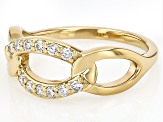 White Lab-Grown Diamond H SI1 14K Yellow Gold Over Sterling Silver Crossover Ring 0.25ctw
