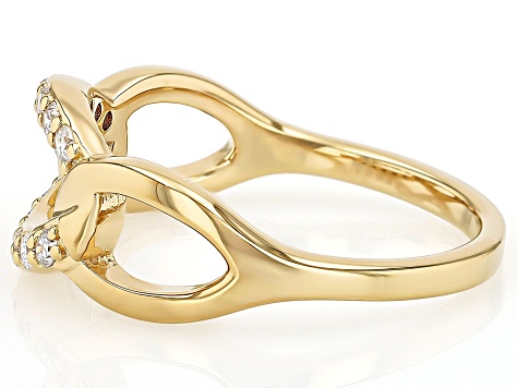 White Lab-Grown Diamond H SI1 14K Yellow Gold Over Sterling Silver Crossover Ring 0.25ctw