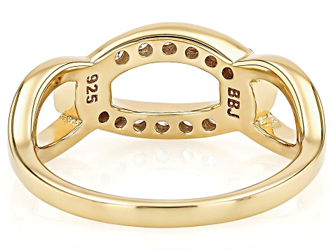 White Lab-Grown Diamond H SI1 14K Yellow Gold Over Sterling Silver Crossover Ring 0.25ctw