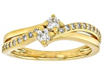 White Lab-Grown Diamond H SI1 14K Yellow Gold Over Sterling Silver Crossover Ring 0.33ctw