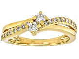 White Lab-Grown Diamond H SI1 14K Yellow Gold Over Sterling Silver Crossover Ring 0.33ctw