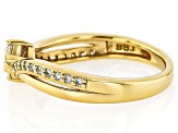 White Lab-Grown Diamond H SI1 14K Yellow Gold Over Sterling Silver Crossover Ring 0.33ctw