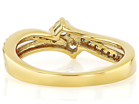 White Lab-Grown Diamond H SI1 14K Yellow Gold Over Sterling Silver Crossover Ring 0.33ctw