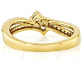 White Lab-Grown Diamond H SI1 14K Yellow Gold Over Sterling Silver Crossover Ring 0.33ctw