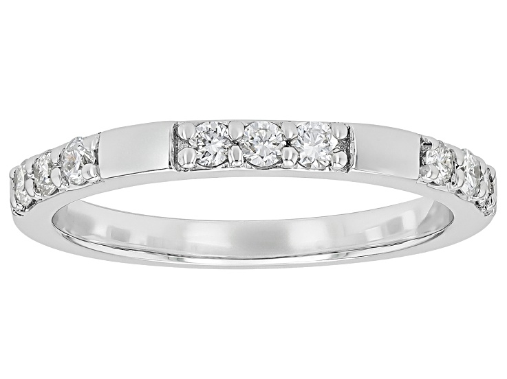 White Lab-Grown Diamond H SI1 Rhodium Over Sterling Silver Band Ring 0.25ctw