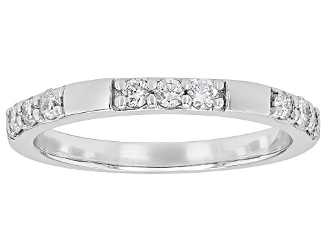 White Lab-Grown Diamond H SI1 Rhodium Over Sterling Silver Band Ring 0.25ctw
