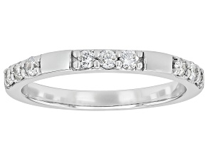 White Lab-Grown Diamond H SI1 Rhodium Over Sterling Silver Band Ring 0.25ctw