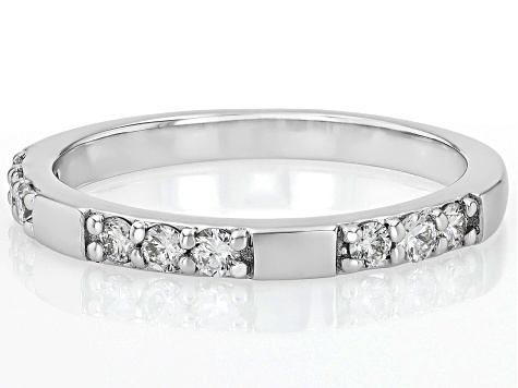 White Lab-Grown Diamond H SI1 Rhodium Over Sterling Silver Band Ring 0.25ctw