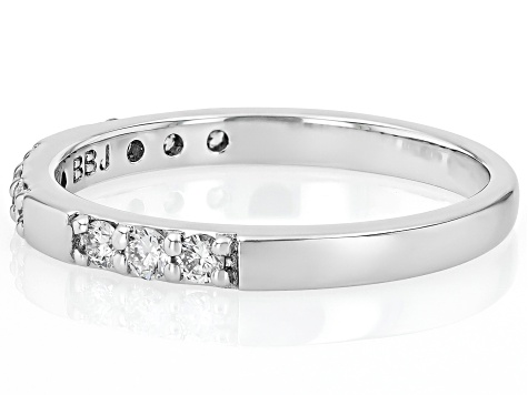 White Lab-Grown Diamond H SI1 Rhodium Over Sterling Silver Band Ring 0.25ctw