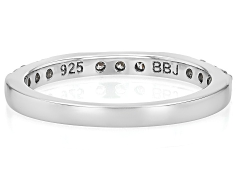 White Lab-Grown Diamond H SI1 Rhodium Over Sterling Silver Band Ring 0.25ctw
