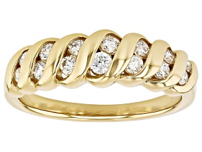 White Lab-Grown Diamond H SI1 18K Yellow Gold Over Sterling Silver Band Ring 0.50ctw