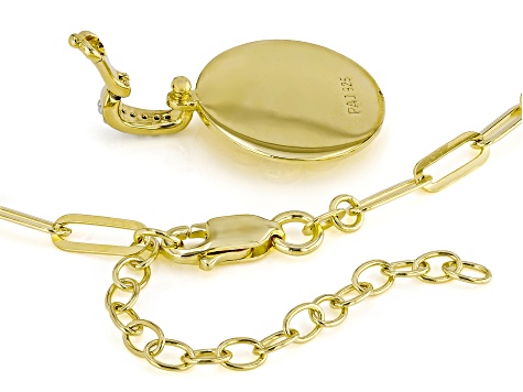 White Lab-Grown Diamond GH SI 18K Yellow Gold Over Silver Butterfly Enhancer Pendant W/Chain 0.20ctw