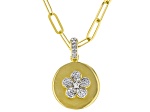 White Lab-Grown Diamond GH SI 18K Yellow Gold Over Silver Flower Enhancer Pendant W/Chain 0.20ctw