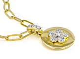 White Lab-Grown Diamond GH SI 18K Yellow Gold Over Silver Flower Enhancer Pendant W/Chain 0.20ctw
