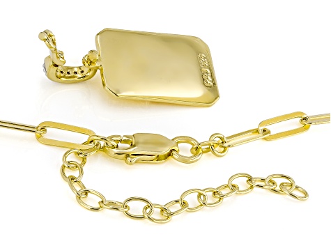White Lab-Grown Diamond GH SI 18K Yellow Gold Over Silver Cross Enhancer Pendant W/Chain 0.20ctw