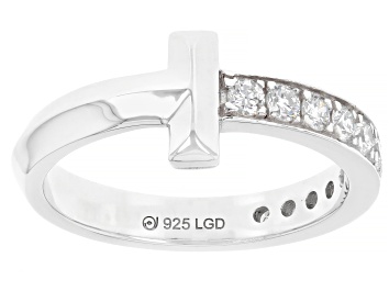 White Lab-Grown Diamond Rhodium Over Sterling Silver Band Ring 1.00ctw
