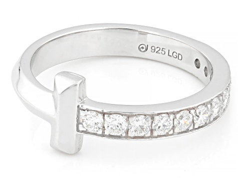 White Lab-Grown Diamond G-H VS Rhodium Over Sterling Silver Band Ring