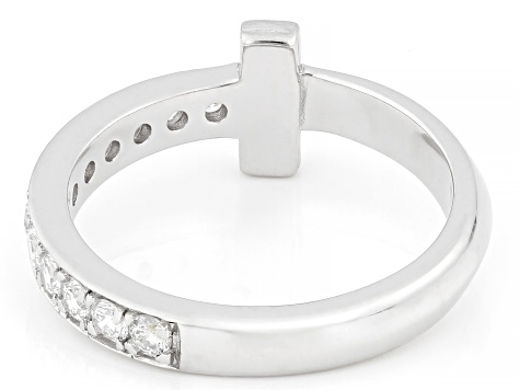 White Lab-Grown Diamond G-H VS Rhodium Over Sterling Silver Band Ring
