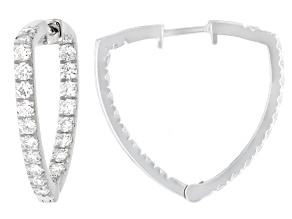 White Lab-Grown Diamond G-H VVS Rhodium Over Sterling Silver Hoop Earrings 1.65ctw