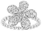 White Lab-Grown Diamond G-H VS Rhodium Over Sterling Silver Flower Ring 1.00ctw