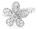 White Lab-Grown Diamond G-H VS Rhodium Over Sterling Silver Flower Ring 1.00ctw