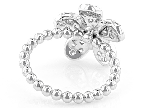 White Lab-Grown Diamond G-H VS Rhodium Over Sterling Silver Flower Ring 1.00ctw