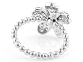 White Lab-Grown Diamond G-H VS Rhodium Over Sterling Silver Flower Ring 1.00ctw