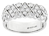 White Lab-Grown Diamond G-H VS Rhodium Over Sterling Silver Wide Band Ring 1.15ctw