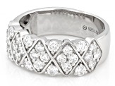 White Lab-Grown Diamond G-H VS Rhodium Over Sterling Silver Wide Band Ring 1.15ctw