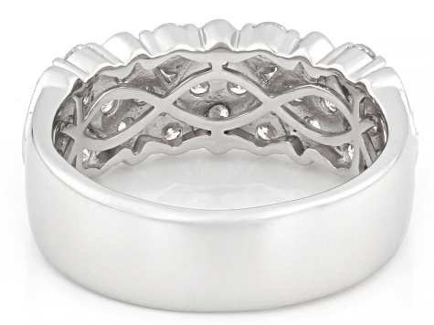 White Lab-Grown Diamond G-H VS Rhodium Over Sterling Silver Wide Band Ring 1.15ctw