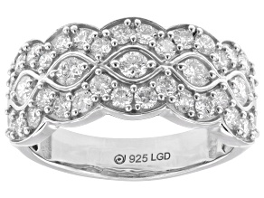 White Lab-Grown Diamond G-H VVS Rhodium Over Sterling Silver Wide Band Ring 1.25ctw
