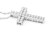 White Lab-grown Diamond H SI Rhodium Over Sterling Silver Cross Pendant With Chain 1.00ctw