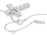 White Lab-grown Diamond H SI Rhodium Over Sterling Silver Cross Pendant With Chain 1.00ctw