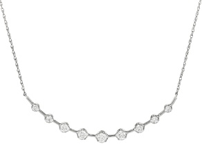 White Lab-grown Diamond H SI Rhodium Over Sterling Silver Bar Necklace 1.00ctw