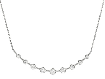 Picture of White Lab-grown Diamond H SI Rhodium Over Sterling Silver Bar Necklace 1.00ctw