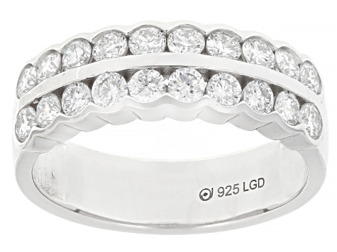 White Lab-Grown Diamond Rhodium Over Sterling Silver Wide Band Ring 1.00ctw