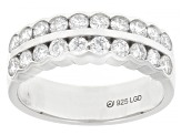 White Lab-Grown Diamond Rhodium Over Sterling Silver Wide Band Ring 1.00ctw