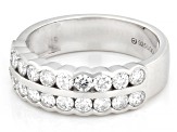 White Lab-Grown Diamond Rhodium Over Sterling Silver Wide Band Ring 1.00ctw