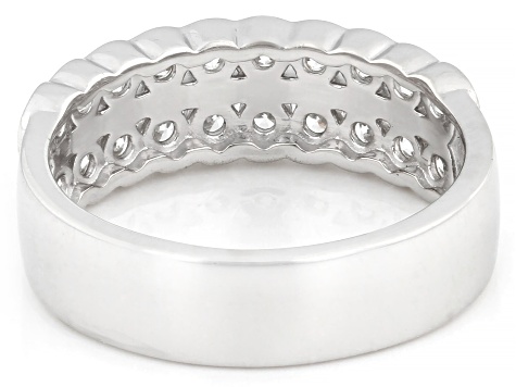 White Lab-Grown Diamond Rhodium Over Sterling Silver Wide Band Ring 1.00ctw