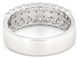 White Lab-Grown Diamond Rhodium Over Sterling Silver Wide Band Ring 1.00ctw