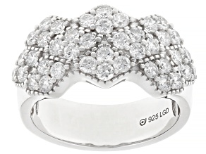 White Lab-Grown Diamond G-H VS Rhodium Over Sterling Silver Wide Band Ring 1.35ctw