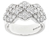 White Lab-Grown Diamond G-H VS Rhodium Over Sterling Silver Wide Band Ring 1.35ctw