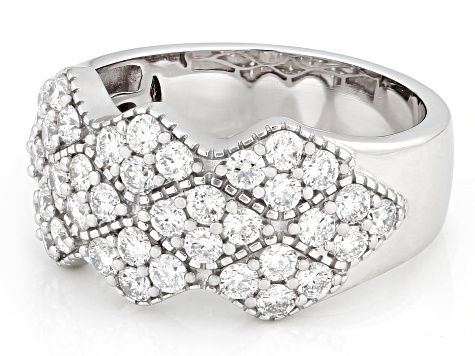 White Lab-Grown Diamond G-H VS Rhodium Over Sterling Silver Wide Band Ring 1.35ctw