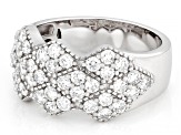 White Lab-Grown Diamond G-H VS Rhodium Over Sterling Silver Wide Band Ring 1.35ctw