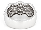 White Lab-Grown Diamond G-H VS Rhodium Over Sterling Silver Wide Band Ring 1.35ctw