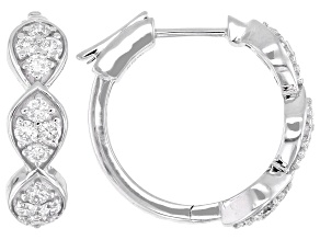 White Lab-Grown Diamond G-H VVS Rhodium Over Sterling Silver Hoop Earrings 1.00ctw
